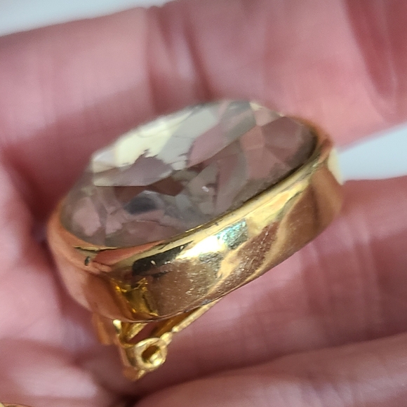 Vintage KJL headlight earrings gold chunky glass rhinestones kenneth Jay lane - Picture 10 of 10